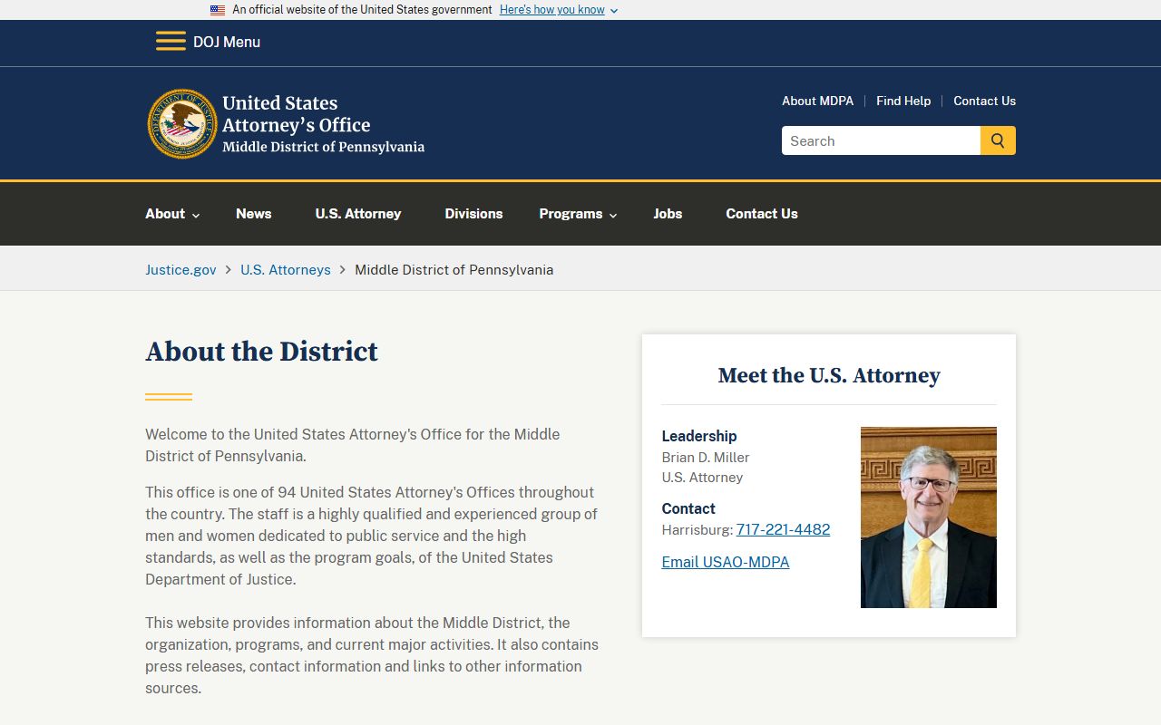 Lycoming County arrest records and court charges U.S. Attorney Middle District of Pennsylvania