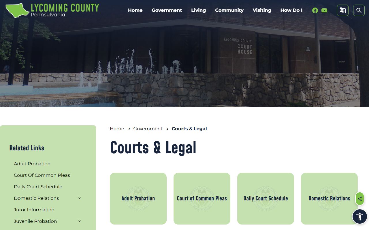 Lycoming County court records courts and legal page
