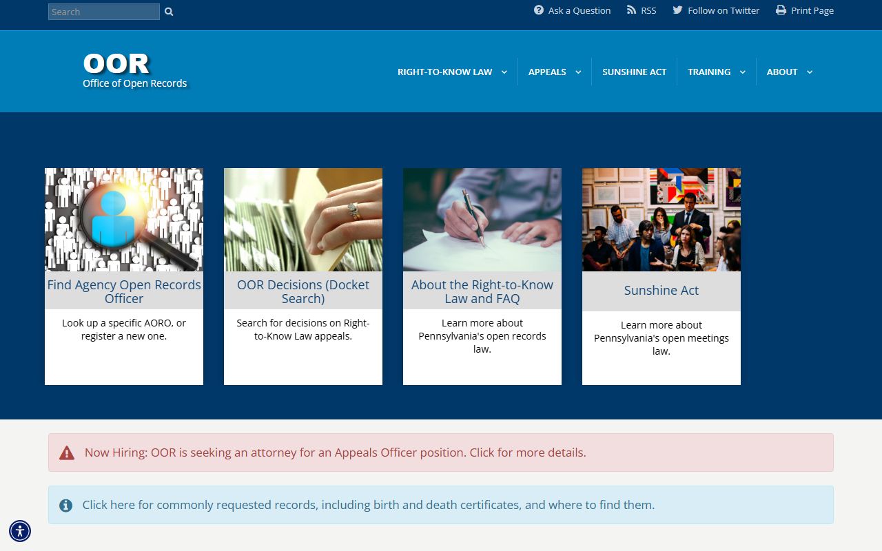Lycoming County court records Pennsylvania Office of Open Records