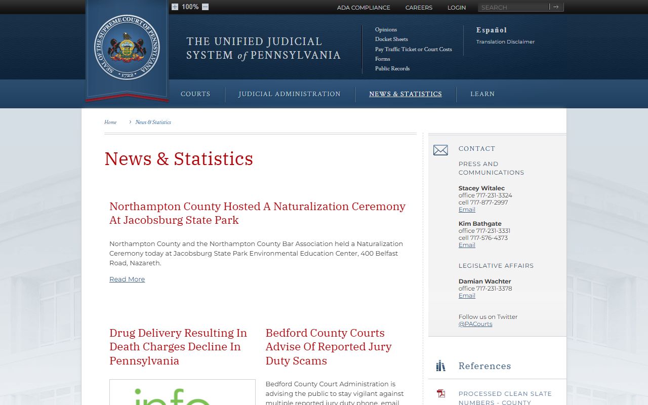 Lycoming County traffic court records Pennsylvania courts public information